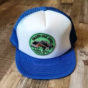 Vintage Grand Ole Opry Mens‎ Blue & White Snap Back Trucker Hat 70s 80s Patch